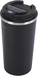 Copo Térmico de Café 500ml com Tampa Antivazamento | Isolamento Térmico a Vácuo, Ideal para Viagem, Escritório e Dia a Dia (Preto)