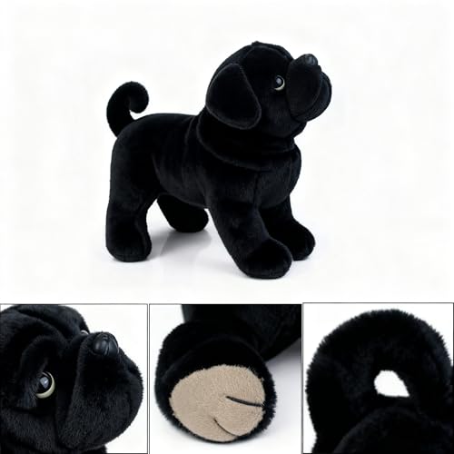 TUKVESZE Black Pug Dog Stuffed Animal, 12 inch Pug Dog Plush Toy Lifelike Dog Stuffed Animals for Girls and Boys Birthday Day, New Year (Black) by TUKVESZE - Used condition - Image 7