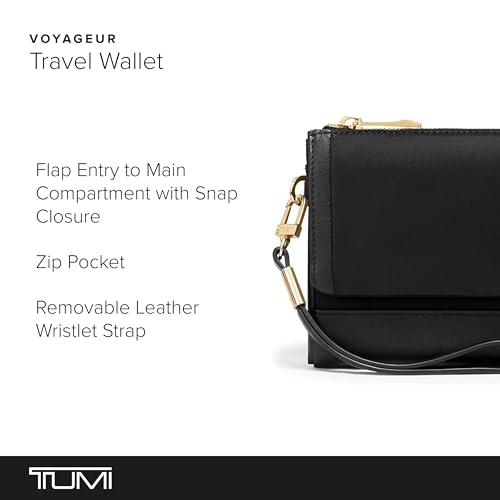 TUMI - Voyageur Travel Wallet - Wristlet Wallet with Passport, Cash & Card Holders - Zipper Wallet for Women - With Gift Box - Black/Gold2
