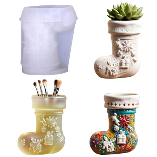 Christmas Stocking Resin Mold Silicone Mold for Epoxy Plaster Concrete