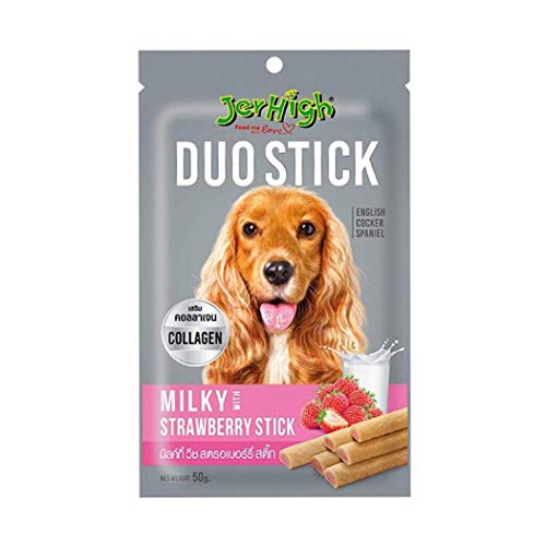 Image of Jerhigh Duo Stick Dog Treat, 50 gm (Milky with Strawberry Stick, Pack of 3)