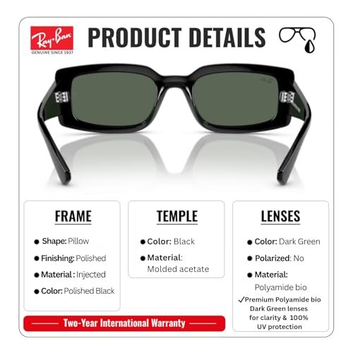Image of Ray-Ban RB4395 KILIANE BIO-BASED Square-Round Shaped Sunglasses for Men & Women with Official RAYBAN Eyewear Kit