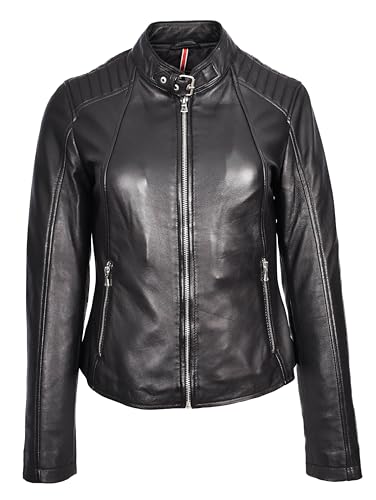 Veste de motard en cuir véritable Sophia coupe cintrée aux finitions premium