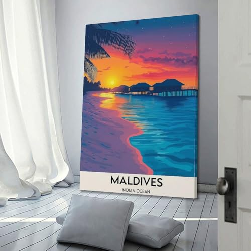 Poster mural vintage sur toile pour chambre à coucher au format 50x75 cm
