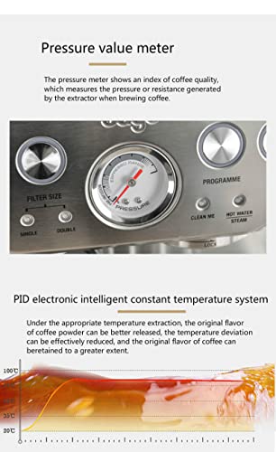 Programmierbare Kaffeemaschine Espressomaschine Halbautomatische Heim- und Gewerbekaffeemaschine mit Mahlfunktion Silber – Bild 7