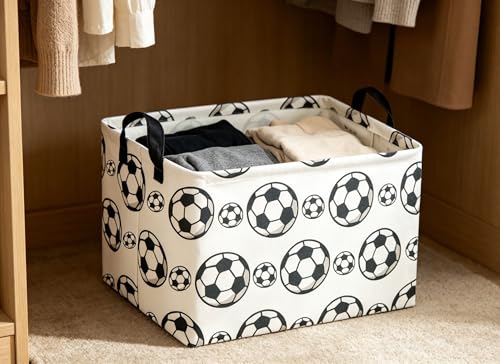 Image of Rectangular Soccer Basket Storage Bin Organizer Box Room Decor for Home(Soccer)