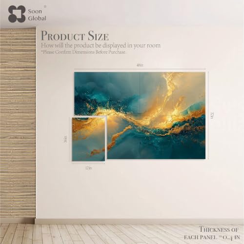 Image of Soon Global Acoustical Wall Panels, 48 X 32 Inches Art Acoustic Panels, Decorative Acoustic Panels, Acoustic Wall Panels, Sound Absorbing Wall Art, Oceanic Gleam