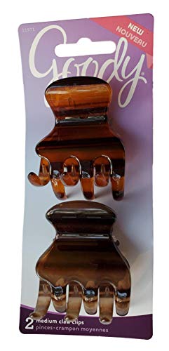 Goody Womens Medium Claw Clips - 2 Pcs (Brown/Tortoise)