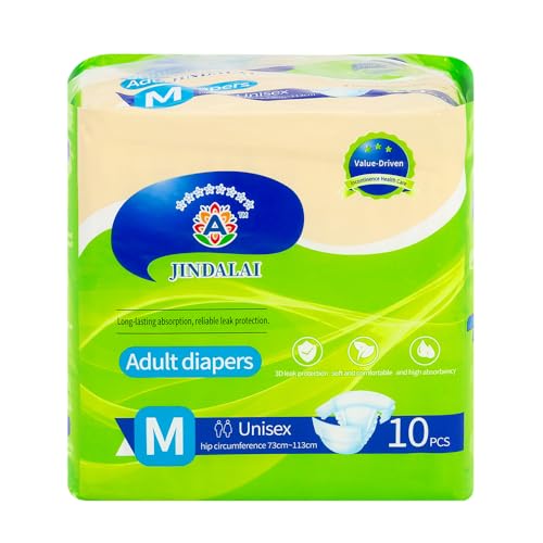 Adult Diapers, Disposable Adult Incontinence Underwear Leak Protection, Heavy Absorbency Adult Diapers with Tabs, 10 Count (Green, Medium)