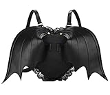 Women Girl Punk Backpack Novelty Bat Wing Daypack Purse Gothic Lace Shoulder Bag Heart Lolita Bag