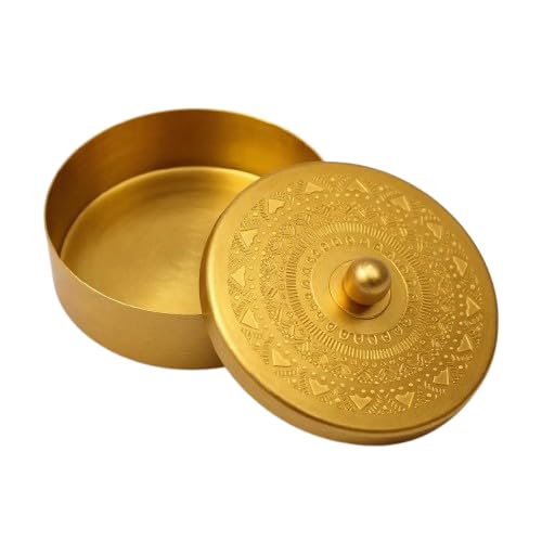 Premium Brass Storage Box | Traditional Round Brass Container for Spices, Dry Fruits, Jewelry & Decorative Use |-image-3