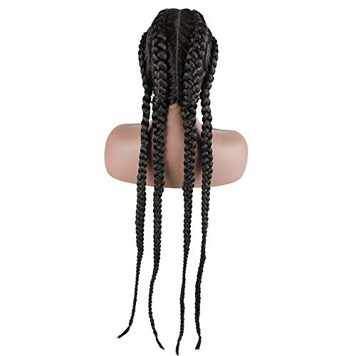 Xiweiya Wigs Natural Black 4Braid Wigs Cornrow Braided Wig With Baby Hair Wig Synthetic Lace Front Box Braiding Hair Cosplay wigs - Image 3