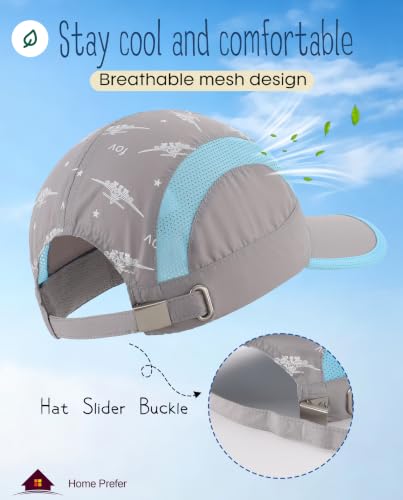 Image of Home Prefer Kids Lightweight Quick Drying Sun Hat Airy Mesh UV Protection Caps Boys Girls UPF50 Baseball Caps Run Beach Water