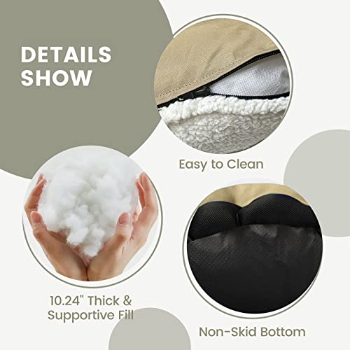 Cozy Bliss Chewy Dog Bed With Teflon Fabric 28"L X 22"W Scrubable Water Resistant Pet Cat Crate Mat Non Stick Hair Washable Anti Slip Orthopedic Luxury Couch Outdoor For Large Small Medium Dogs Grey #TOP3