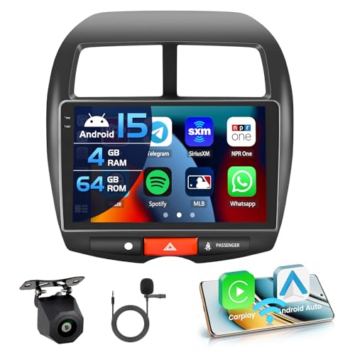 Inefala 4+64G Radio para Peugeot 4008/Citroen C4/Mitsubishi ASX 1 Android 15 mit 10'' In-Cell Pantalla con Wireless Carplay y Android Auto Mirror Link Radio FM/RDS GPS WiFi BT SWC Cámara Inversa