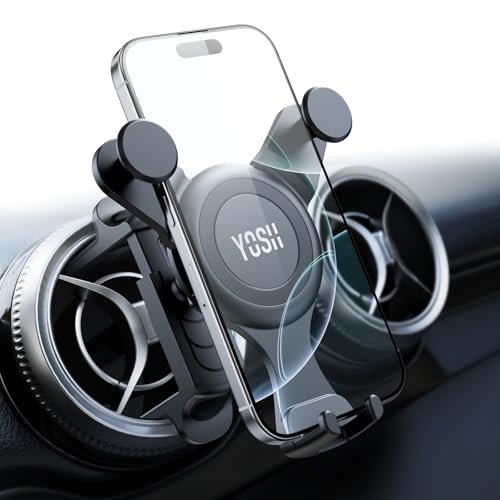 YOSH Mercedes Phone Holder for Mercedes Benz A/C Class A180/200 C180/200/260/300, GLB/GLC, Audi A1, Reinforced Car Phone Holder Spring Clip for Round Air Vent, Circular Vent Cradle for iPhone Samsung