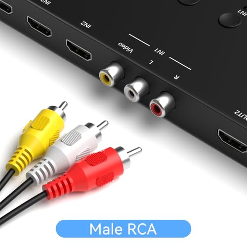 Image of Male RCA to HDMI Converter, CVBS Composite AV to HDMI Adapter, Full HD 720P / 1080P Output Switch for DVD, STB, VCR