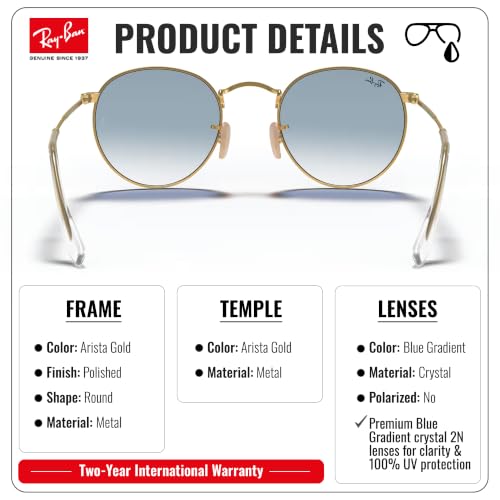 Image of Ray-Ban RB3447N ROUND FLAT LENSES Round Shaped Sunglasses for Men with Official RAYBAN Eyewear Kit