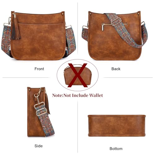 Image of HKCLUF Crossbody Bag Purse for Women 2PCS /Set Leather Hobo Handbag Wallet Set With 2Adjustable Guitar Strap Shoulder Bag | Purse