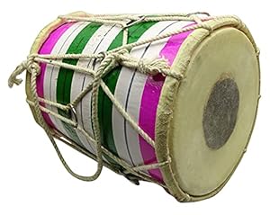 SG Musical - Indian Wooden Multi-Color Mini Dholak For Kids Multi-color