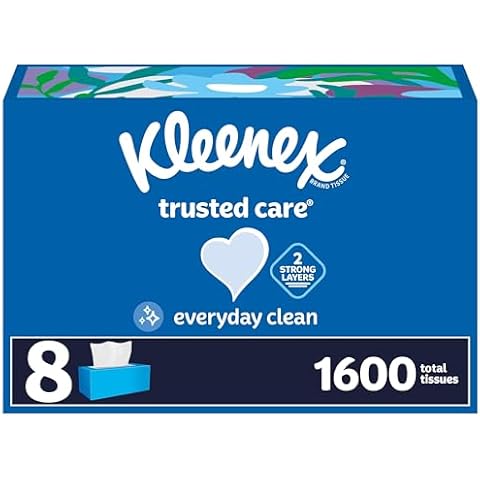 Kleenex Trusted Care Facial Tissues, 8 Flat Boxes, 200 Tissues per Box, 2-Ply, Packaging May Vary Cover