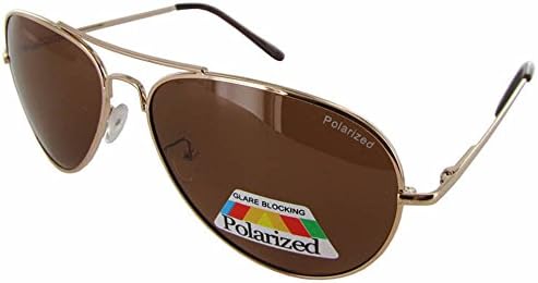 Polarized Eyewear PL0791 Aviator Sunglasses, Gold/Brown