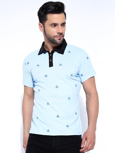 Image of Honky Tonky Men's Regular Fit Polo Neck Half Sleeve Printed Casual T-Shirt | Polo T-Shirt for Men