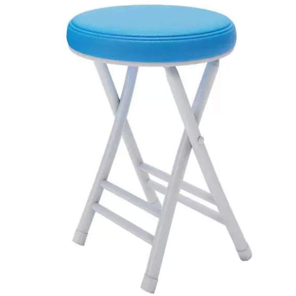Tabouret pliable bleu de 50,8 cm, chaise de bar ronde empilable pour cuisine