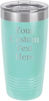 Customized 3D Laser Engraved Personalized Polar Camel 20 oz. Vacuum Insulated Custom Tumbler Mug with Clear Lid Aqua Blue