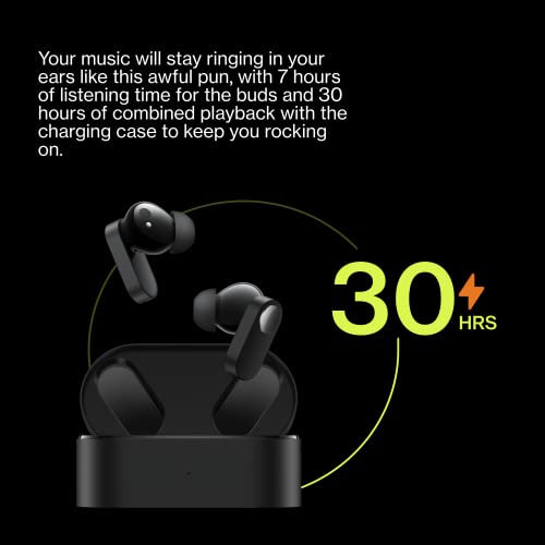 Oneplus Nord Buds True Wireless Earbuds, Deep Bass, Ip55-Rated Water & Dust Resistance, High Sound And Call Quality, 4 Mics, 30 Hrs Playtime, Fast Charge, Dolby Atmos, Black Slate #TOP3
