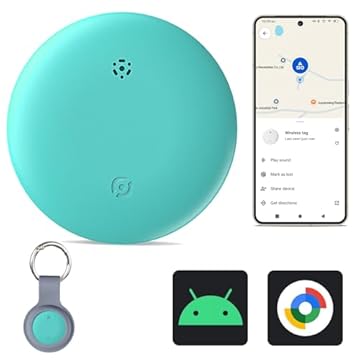 Reyke GPS Tracker per Android - Air Smart Tag compatibile con Google Find My (solo per Android), Trova chiavi per chiavi, bagagli, valigia e portafoglio, impermeabile IP66, blu
