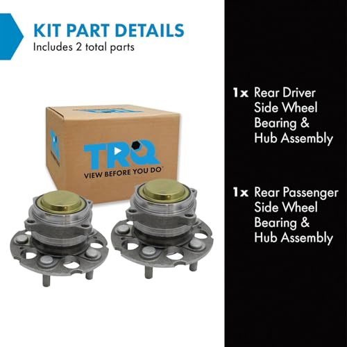 Image of TRQ Rear Left and Right Wheel Bearing and Hub Assembly Set 2 Piece Compatible with 2012-2016 Honda CR-V FWD 2013-2018 Acura RDX FWD
