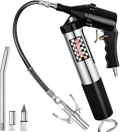 Bravex Pneumatic Grease Gun W/Quick Release Coupler Continuous Cycle Heavy Duty 6000 PSI Automatic Air Compressor Grease Gun - 18 Inch Flex Hose
