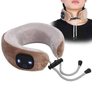 Brrnoo Elektrisches Nackenmassagegerät, Shiatsu-Massagekissen mit hitzetiefem Gewebe, das Halswirbelmassagegerät knetet, zum Entspannen Flugzeug Auto Reisebüro Home Geschenk(1#-Braun)