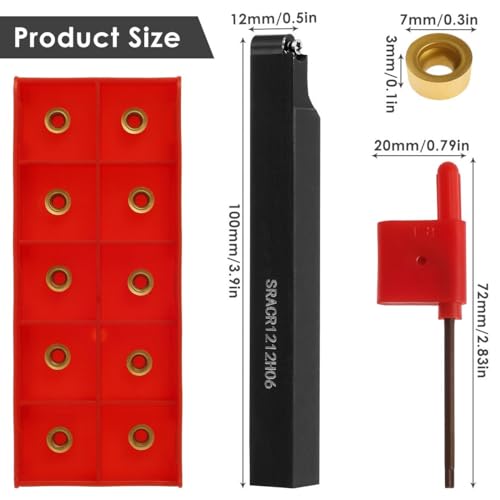 Portaherramientas para torno SRACR1212H06 con 10 insertos de carburo miniatura 2