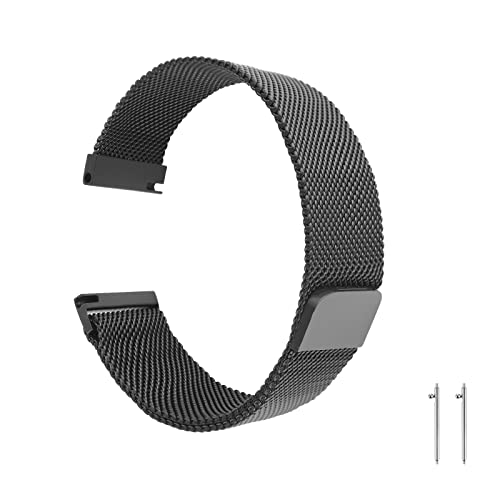 cobee Correa de reloj de liberación rápida tejida de malla, Banda de reloj magnética de metal Correas de repuesto ajustables de acero inoxidable con cierre magnético (20mm, negro) Cover