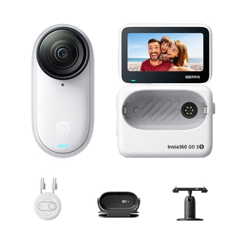 Insta360 GO 3S - 128 GB White 4K Tiny Portable Vlogging Camera, Hands-Free POVs, Mount Anywhere, Stabilization, 140 Min Battery Life, 10m Waterproof, Apple Find My, Pet POV by Insta360 - Used condition - US$300.91