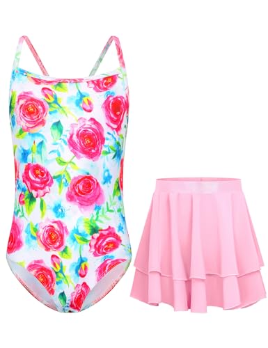 Image of Girls Swimsuit One Piece Bathing Suit Sleeveless Swimwear Matching Skirts for Toddler Kids Swim Surfing