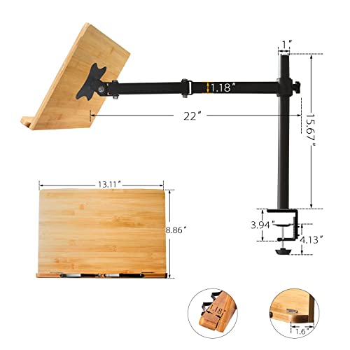 image for Book Stands Height Adjustable, wishacc Table Side Bamboo Reading Mount