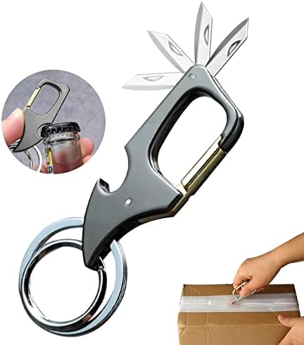 OHEMDI 1 Pack car Key Chain Bottle Opener Keychain and Package Opener Keychains for Men and Women(Black, 1)