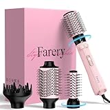 FARERY 4-in-1 Rotating Hair Dryer Brush Set – 1000W for Fast, Easy Volume with Interchangeable 1.25' & 2' Rotatable Brushes, Oval Volumizer, and Diffuser – One Step Styling with Dual Bristles