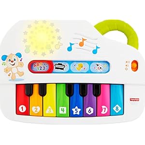 Fisher-Price Baby Toy Laugh & Learn Silly Sounds Light-Up Piano Musical Instrument with Learning Songs for Infants Ages 6+ Months​
