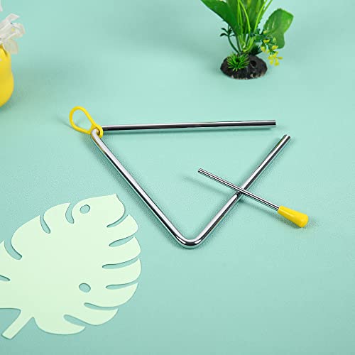 image for TDOCK 10 Pcs Musical Triangle Instrument, 6 Inch Steel Music Percussio