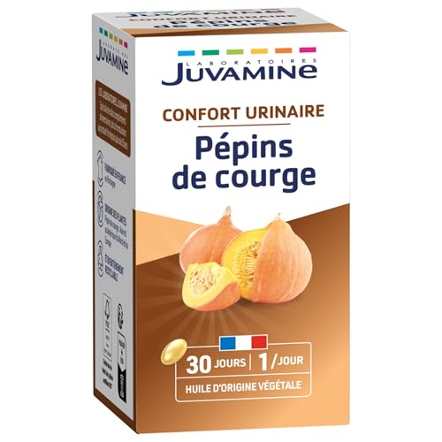 JUVAMINE - Confort Urinaire - Pépins de Courge - Aide à maintenir une prostate en bonne santé - Amélioration du Bien-Être Masculin - 30 gélules - Fabriqué en France