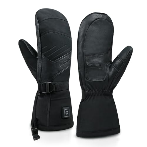 MOUNT TEC Explorer 3 Unisex Skiing & Snowboarding Heated Gloves & Mitten Waterproof Windproof Touch Screen Cold Weather Gloves Thermal for Cold Weather in Winter (Black, S)