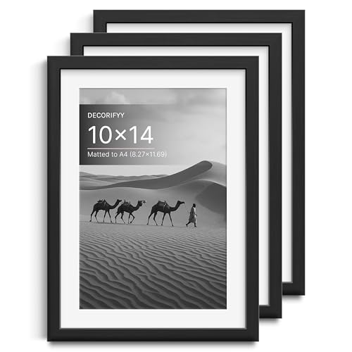 Image of 10x14 Photo Frame for wall (Set of 3) | A4 Photo Frame with Mat | Fits A4 Size Photo with Mat or 10x14 inch Without Mat | Black | Certificate & Gallery Wall Frames