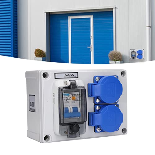 SGKJ-2C Presa A Muro IP54 con Copertura Impermeabile, Presa Doppia Scatola di Derivazione Tedesca 200-250 V 10-16 A con RCD 40 A 1 P + N