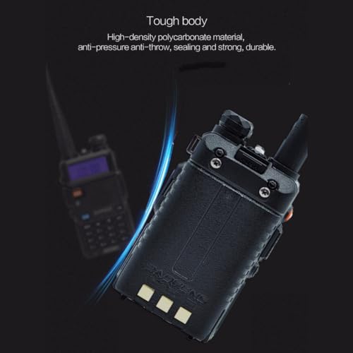 Image of Baofeng UV-5R Two Way Radio Dual Band 144-148 /420-450Mhz Walkie Talkie with 1800mAh Li-ion Battery, Programming Cable, Headset, Belt Clip, Hand Strap, Desktop Charger, 5 Packs (Black)