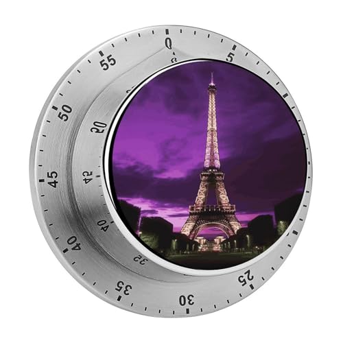 Purple Eiffel Tower Wind-Up Timer with Loud Alarm