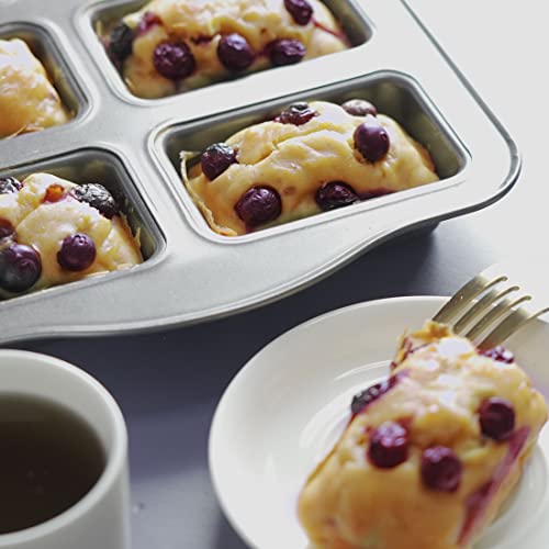 Homow Non-Stick Bakeware Brownie Bar Baking Pan, Mini Loaf Pan, Square Cake Pan, 8-Cavity (14" X9.4''X1.2) #TOP3